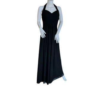 Bill Levkoff Long Black Chiffon Halter Dress Size 6